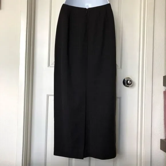 Dana Buchman Dark Brown Long Wool Maxi Skirt